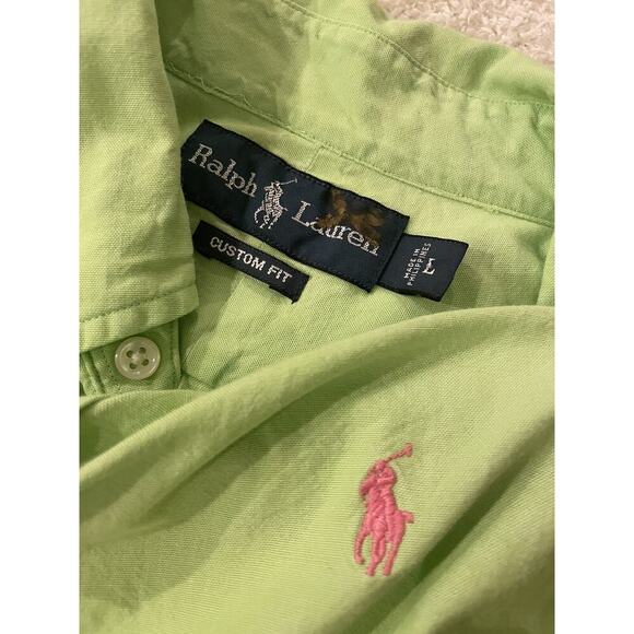 Polo Ralph Lauren Soft Wash Cotton Sport Shirt Large L Custom Fit Logo Green $89 - Picture 2 of 3